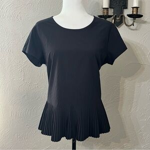 Spanx Yes Pleats Tee Very Black Athleisure Sporty Lightweight Womens Size Large